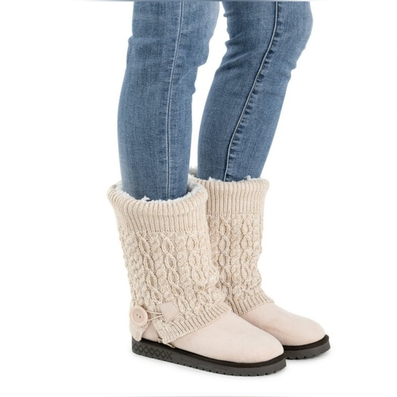 MUK LUKS Women's Janie Knit Cuff Cozy Sweater Mid-Calf Winter Boot | Blush Color - Picture 1 of 15
